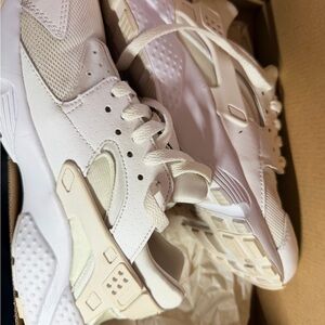 Nike Huarache Run White Sneakers with Cream Accents
